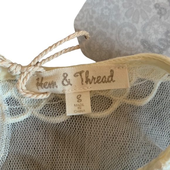 Hem & Thread S cream lace sleeveless scallop crew neck boho coquette fairy - Picture 7 of 9